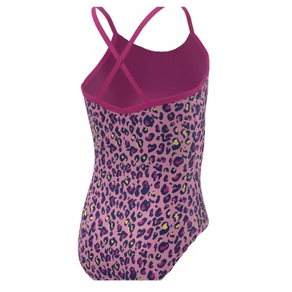 Nike Girls Crossback One Piece Swimsuit Cheetah Pink - Picture 3 of 6